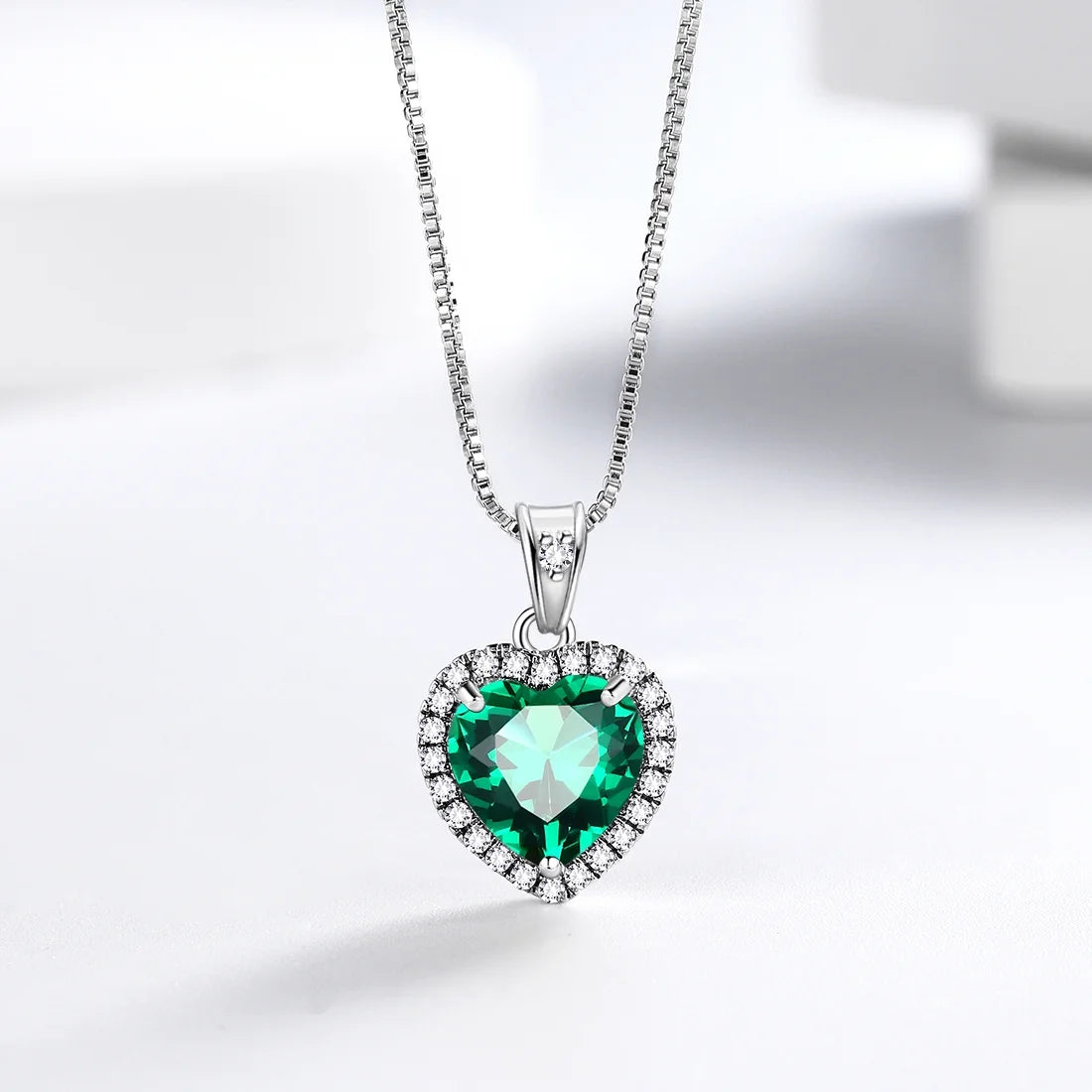 September Birthstone Necklace Women Blue Heart Sapphire 925 Sterling Silver Pendant Jewelry Mother'S Day Gift