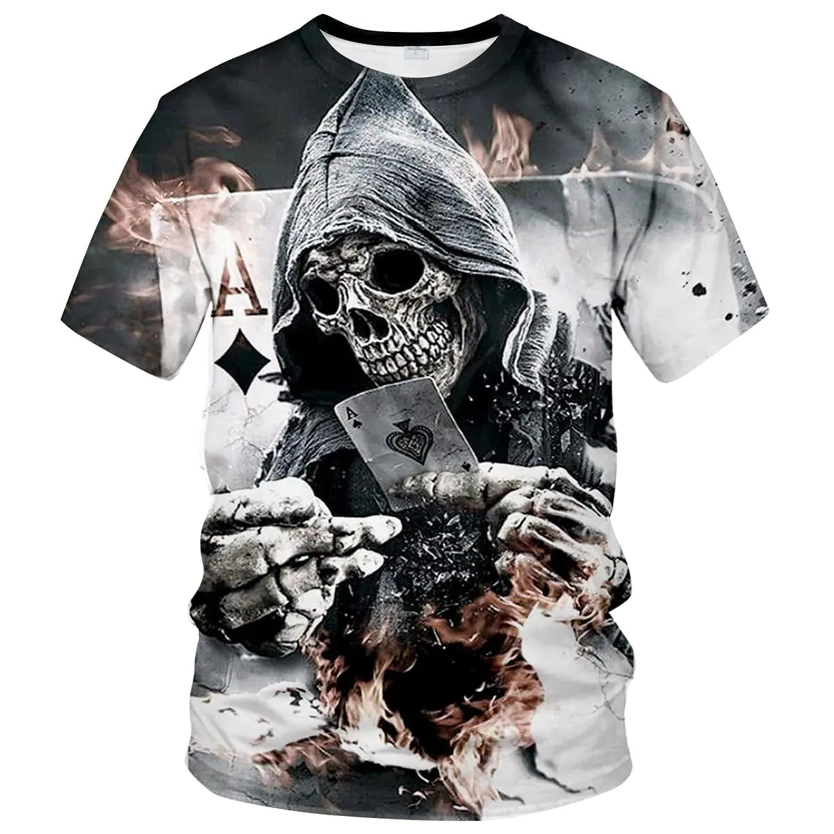 Rasbctk Mens Black and White Skull Shirt 3D Printing Short Sleeve T-ShirtBlackL