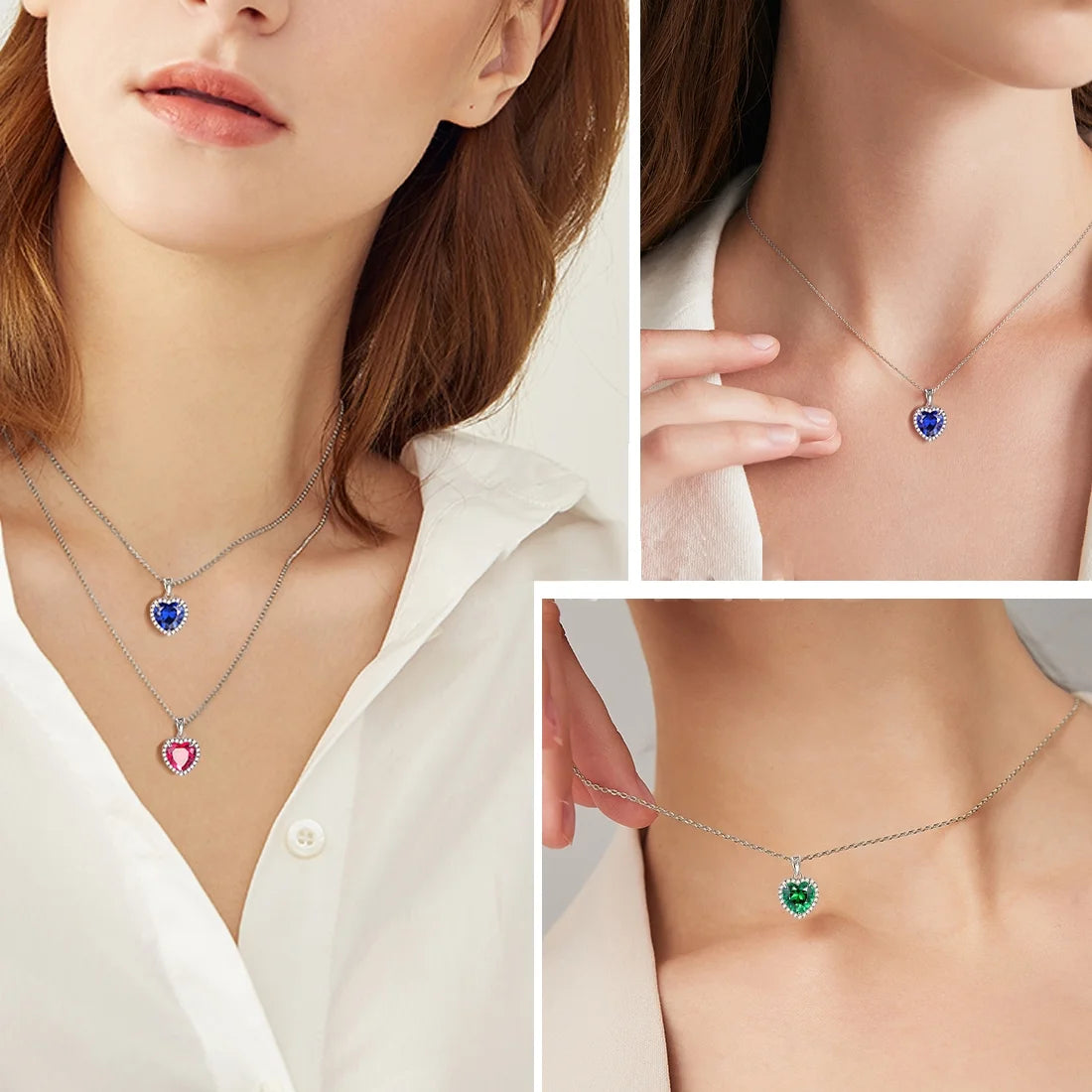 September Birthstone Necklace Women Blue Heart Sapphire 925 Sterling Silver Pendant Jewelry Mother'S Day Gift