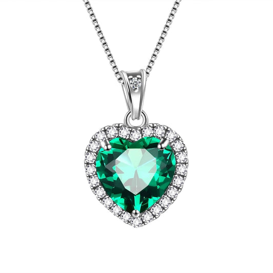 September Birthstone Necklace Women Blue Heart Sapphire 925 Sterling Silver Pendant Jewelry Mother'S Day Gift