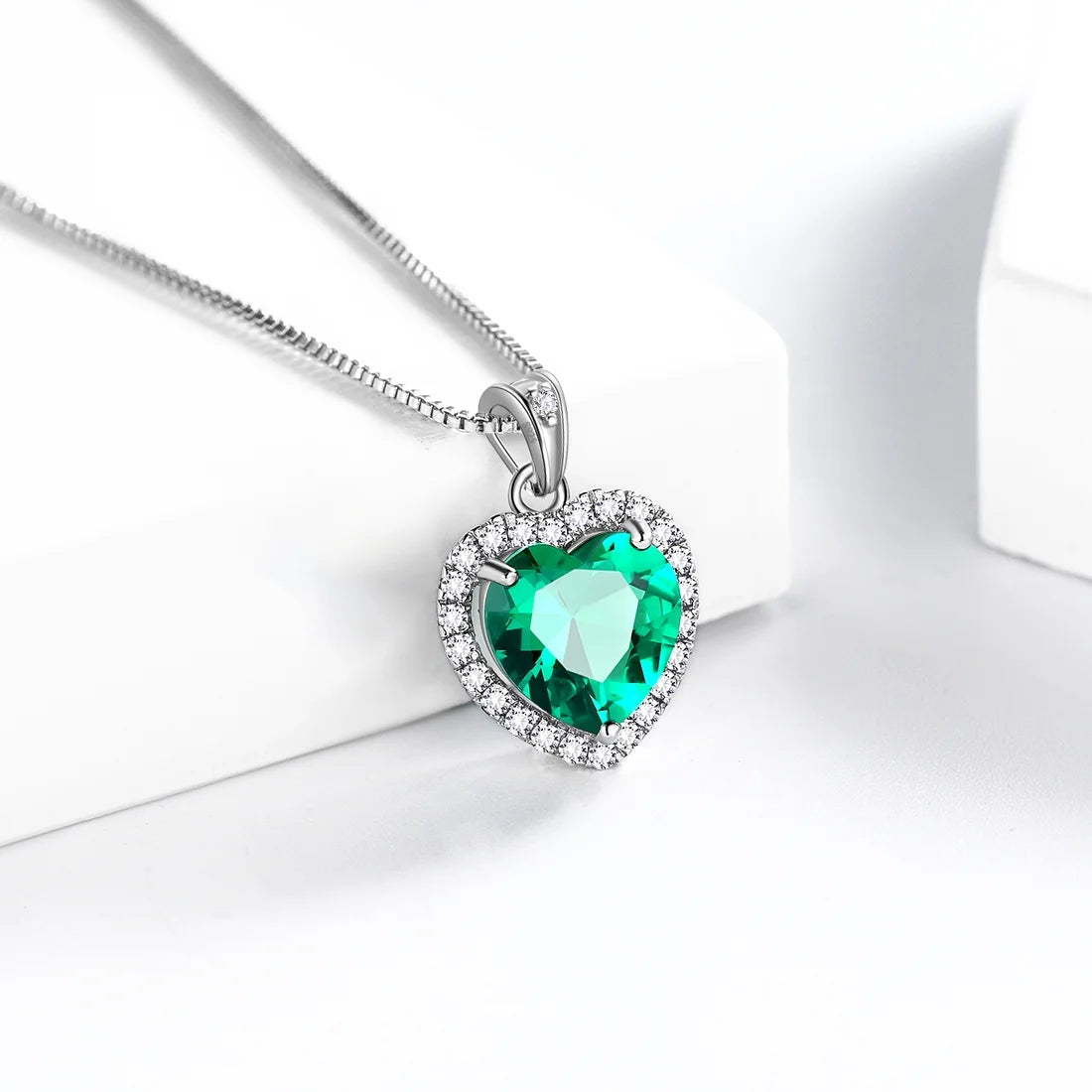 September Birthstone Necklace Women Blue Heart Sapphire 925 Sterling Silver Pendant Jewelry Mother'S Day Gift