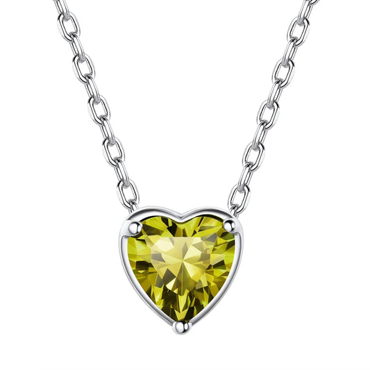 Women 925 Sterling Silver Birthstone Love Heart Necklace, Birthday Valentines Gift