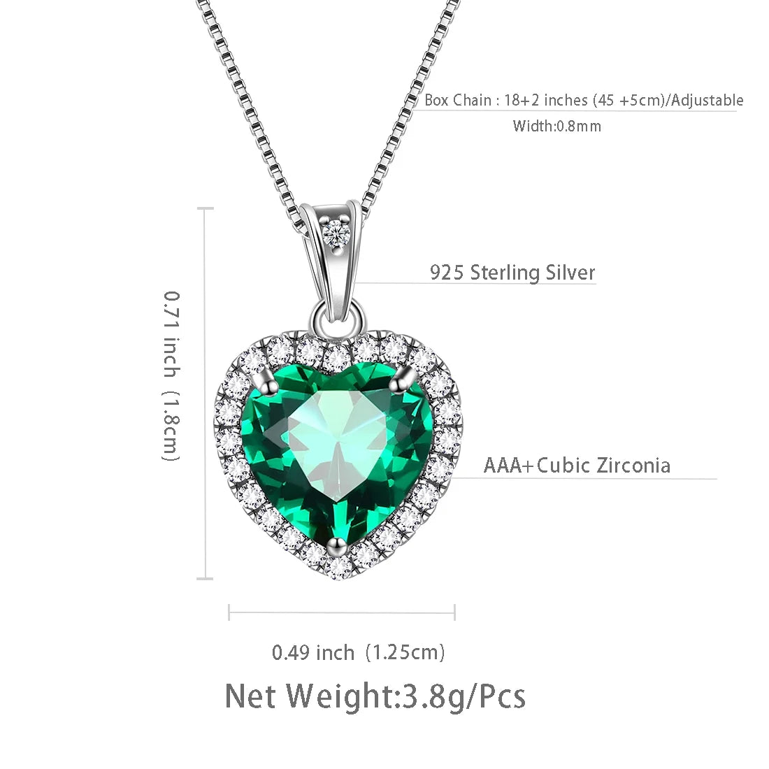 September Birthstone Necklace Women Blue Heart Sapphire 925 Sterling Silver Pendant Jewelry Mother'S Day Gift