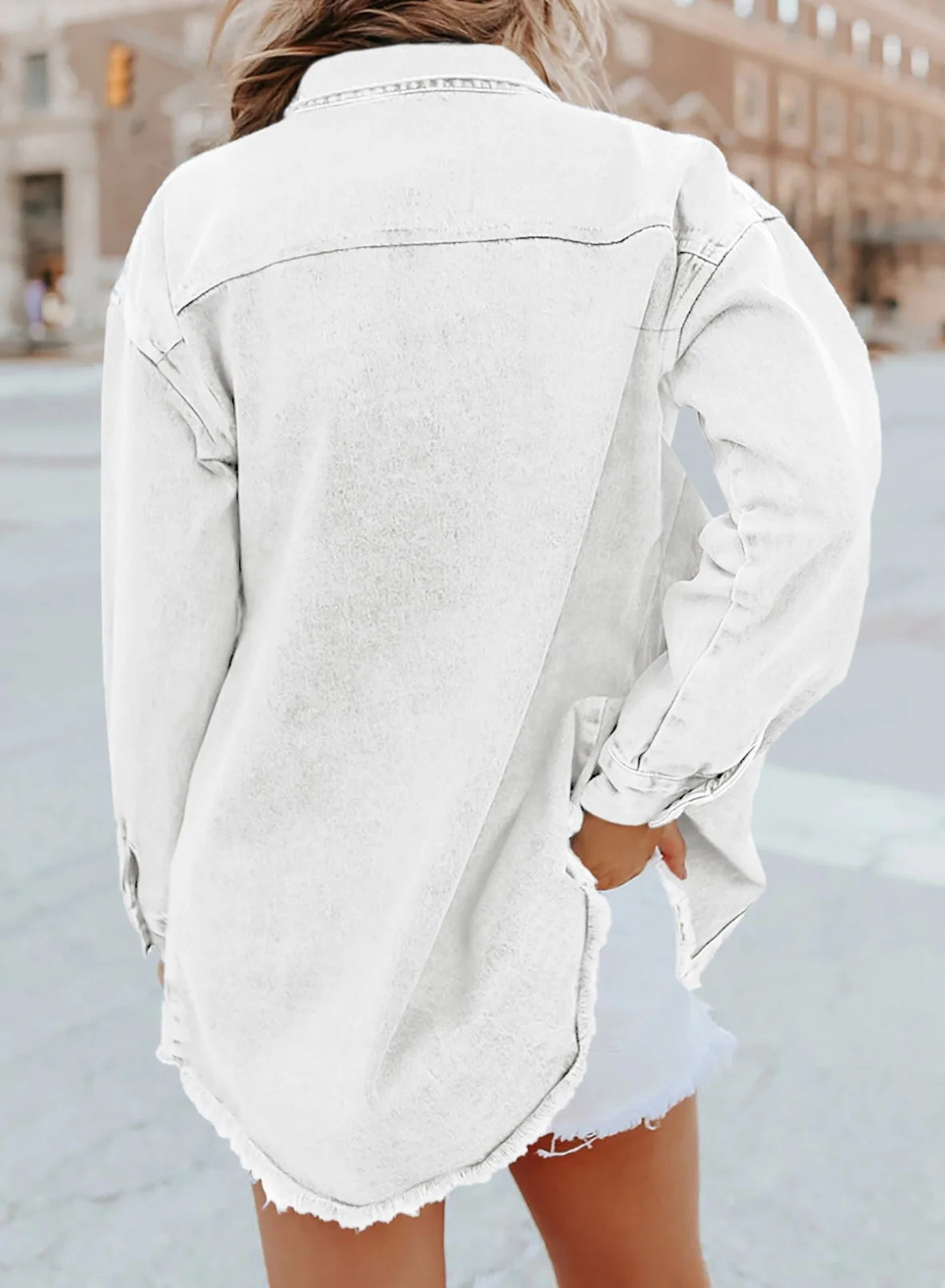 plus Size Women'S Denim Jean Jacket Long Sleeve Boyfriend Denim Jacket Coat Blue XL Female